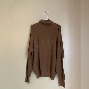 Vintage Men's Chocolate Brown Sweater with turtleneck